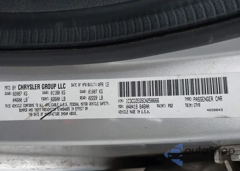 2012 Dodge Avenger Sxt Plus from USA, damaged, VIN 1C3CDZEG5CN258666